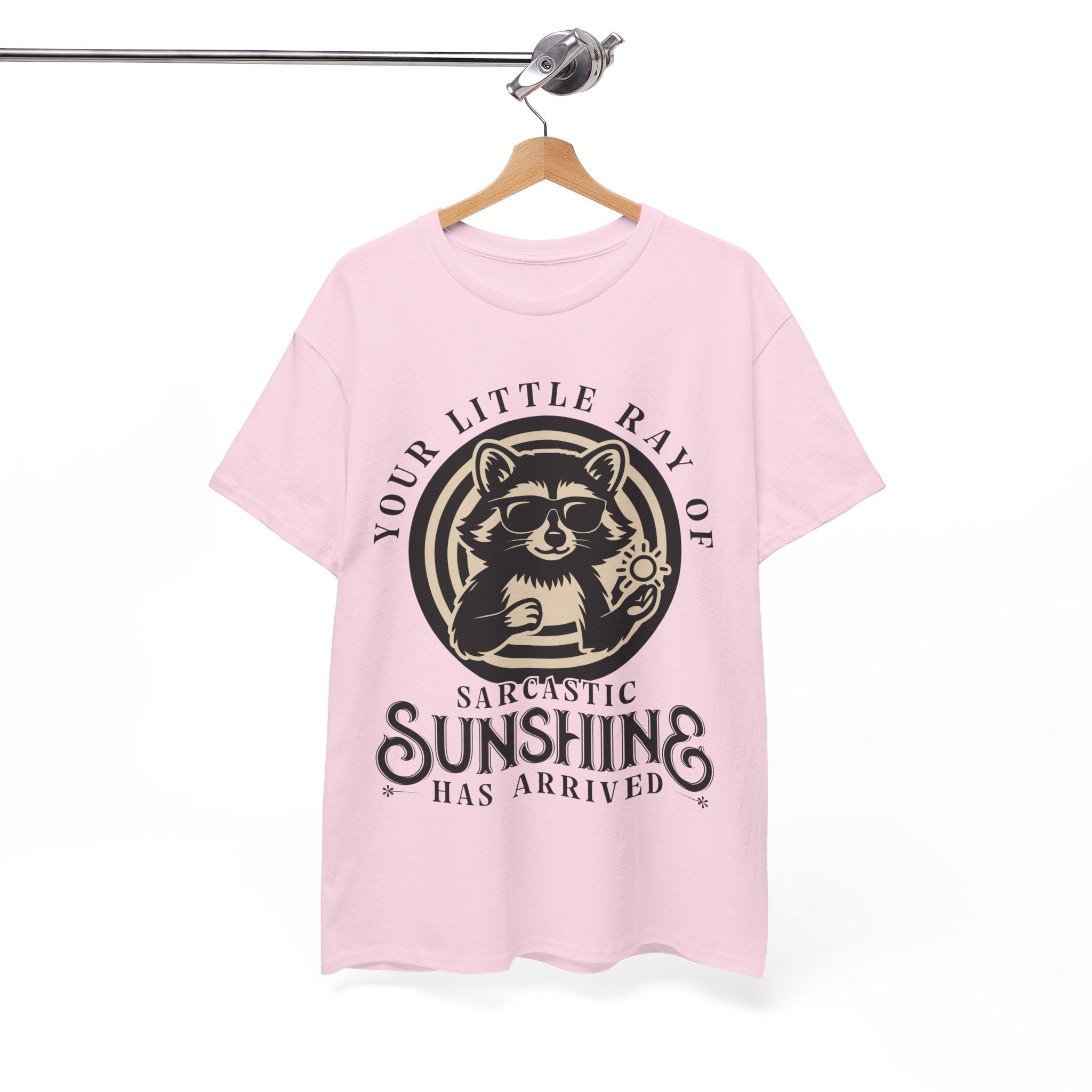 Cool Raccoon Sunglasses T-Shirt — Raccoon Holding Sun Graphic Unisex Cotton Tee