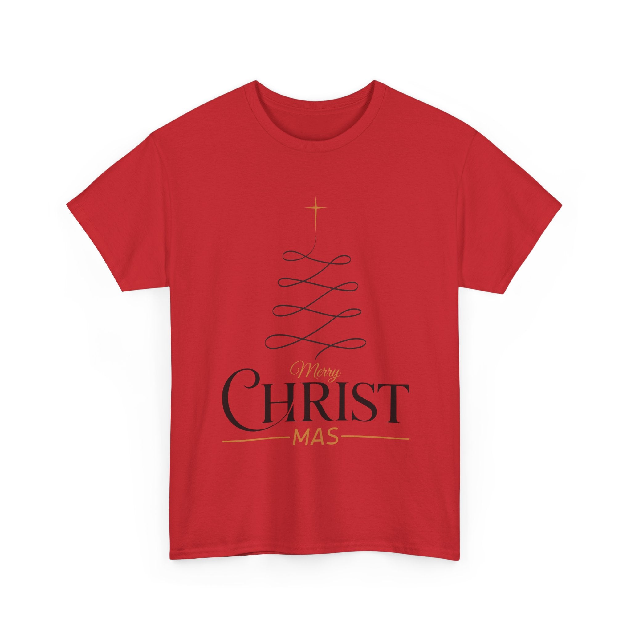 Merry Christmas Gold Cross Tree Unisex Cotton Tee