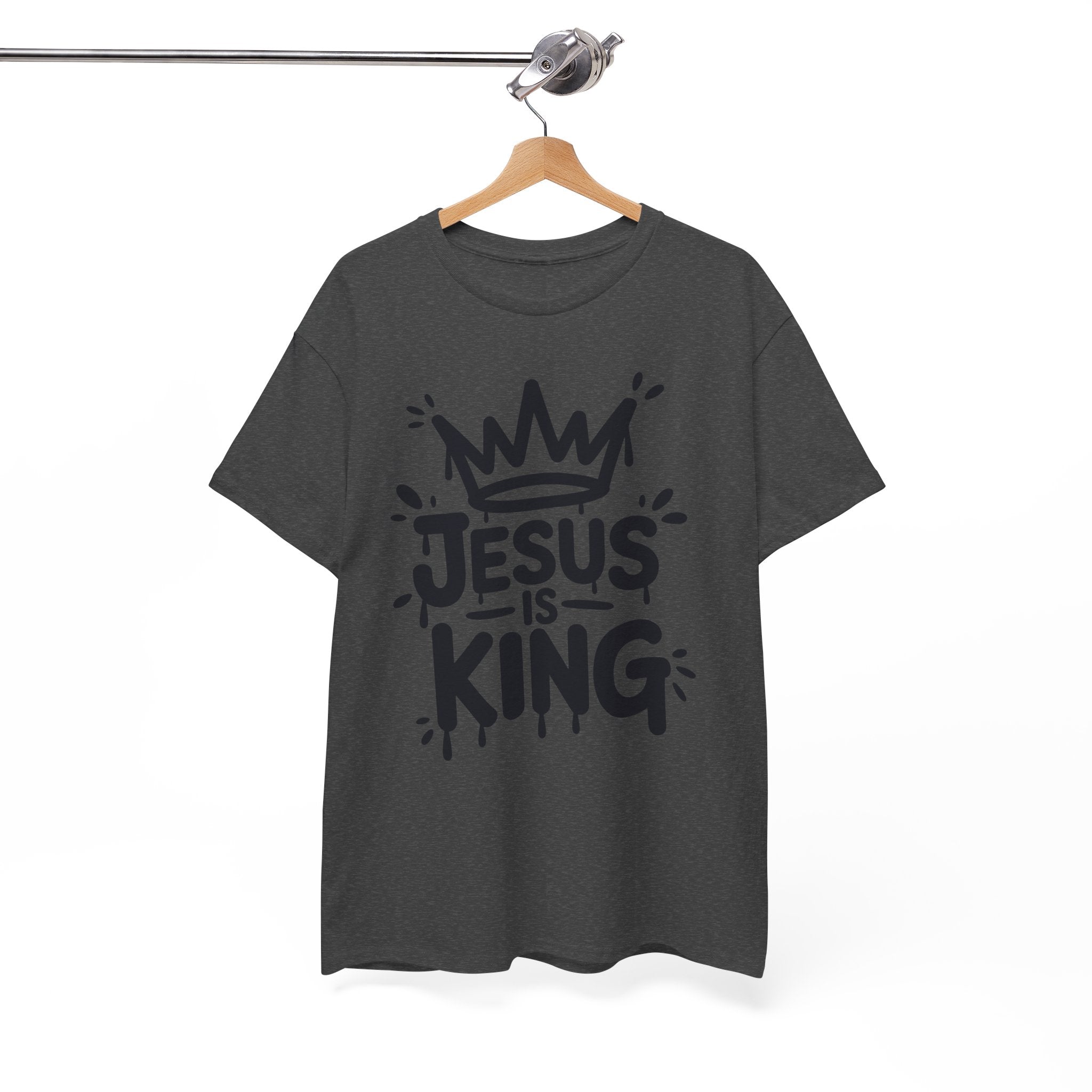 Jesus Is King Crown T-Shirt — Minimalist Christian Unisex Cotton Tee