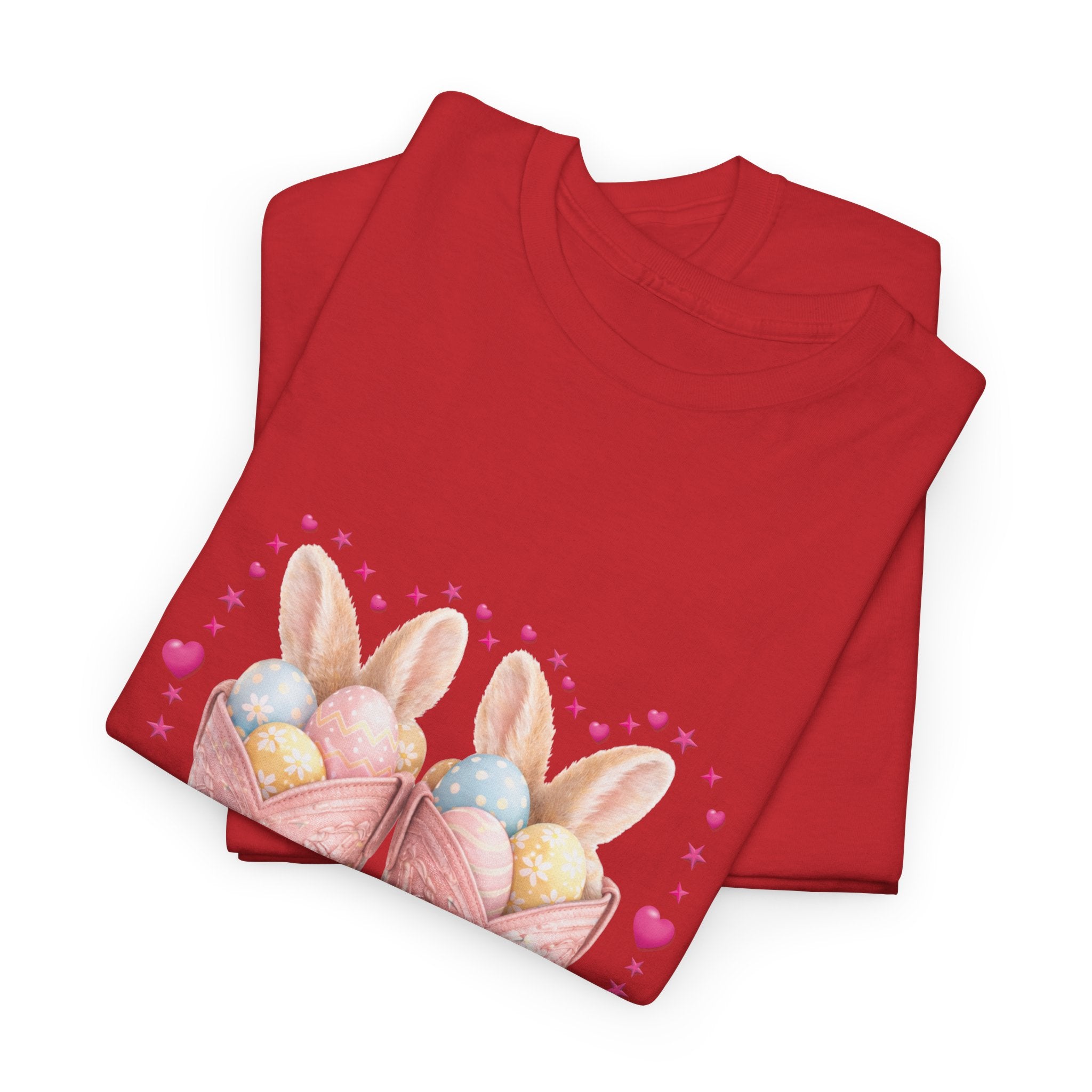 Easter Pink Western Boots Tee — Pastel Bunny Eggs & Bows Unisex Cotton Tee