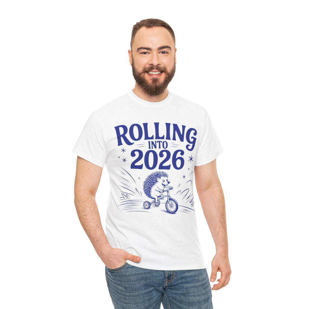 Rolling Into 2026 Hedgehog Tricycle Unisex Cotton Tee