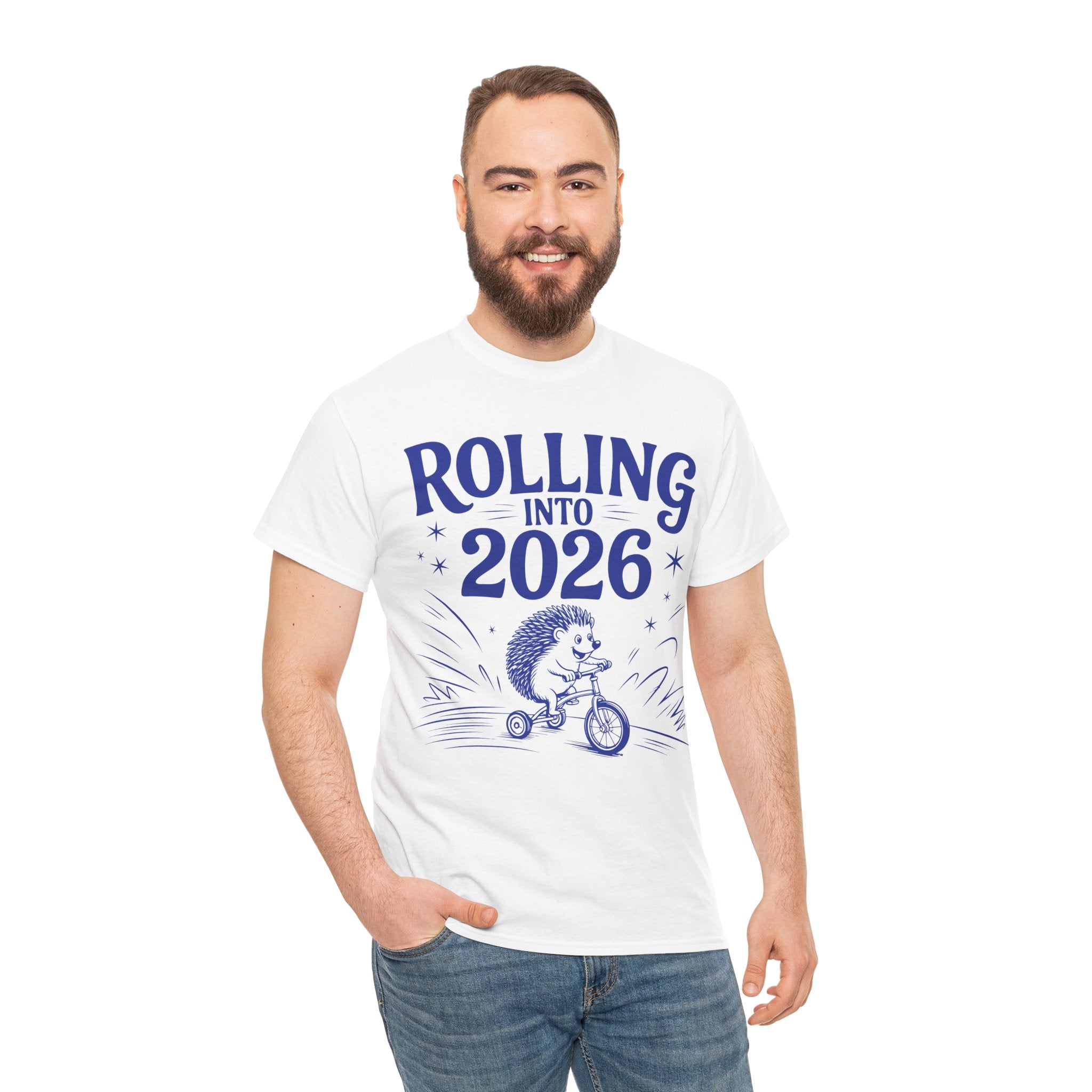 Rolling Into 2026 Hedgehog Tricycle Unisex Cotton Tee