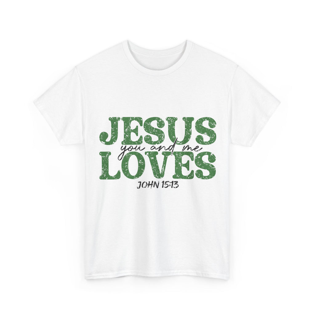 Jesus Loves Vintage Tee — Green Retro Christian Unisex Cotton T-Shirt