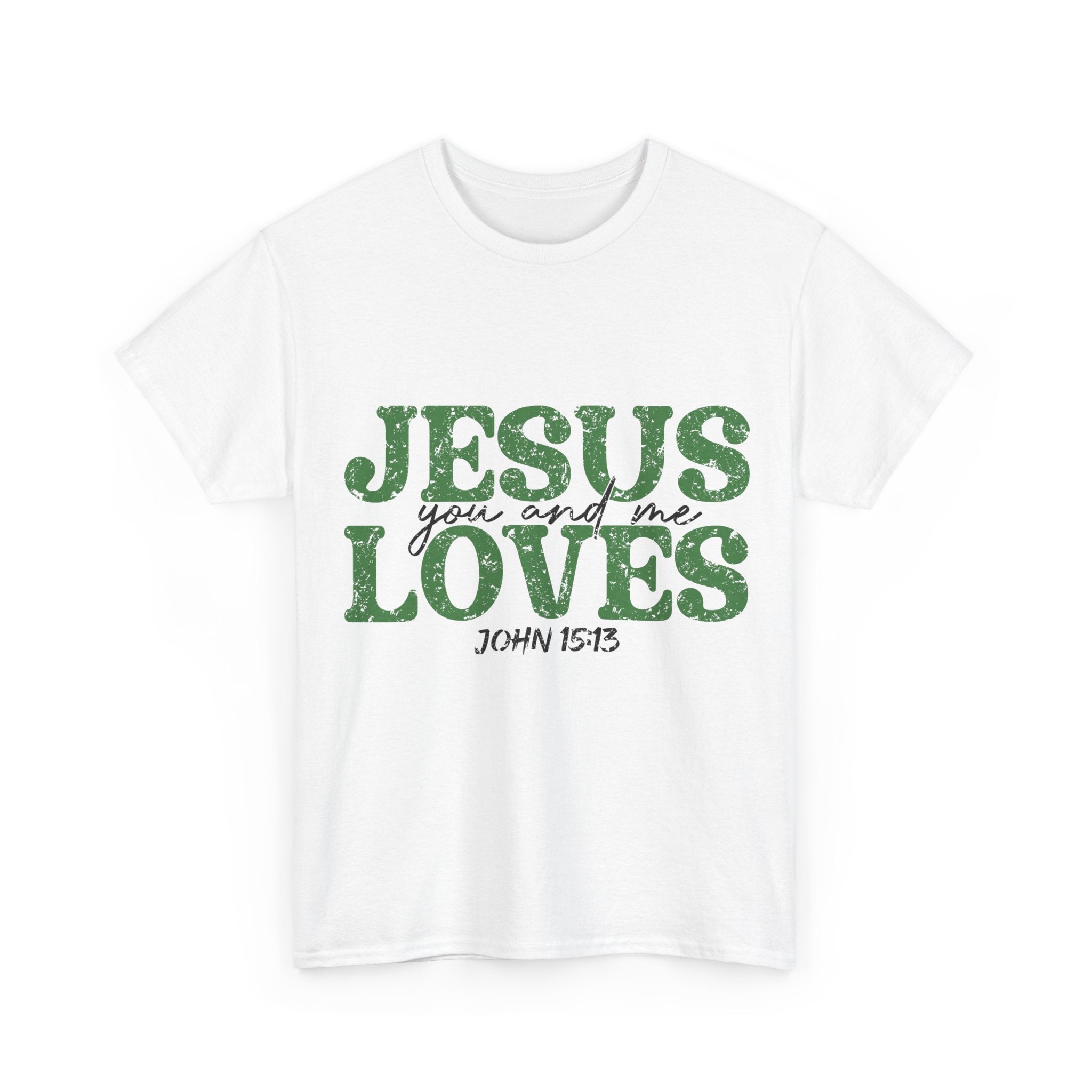 Jesus Loves Vintage Tee — Green Retro Christian Unisex Cotton T-Shirt