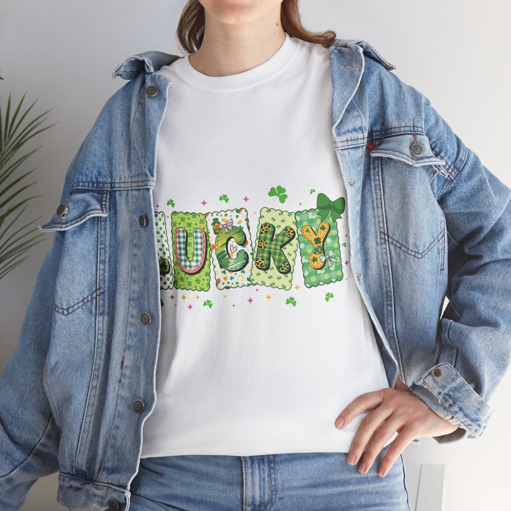 Lucky Patchwork Plaid Clover Tee — St. Patrick’s Day Unisex Cotton T-Shirt