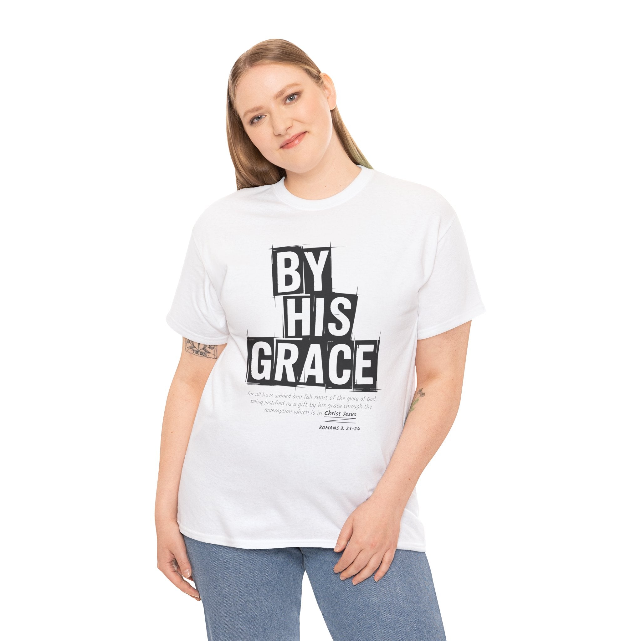 By His Grace tee — Minimalist Faith Christian Unisex Cotton T-Shirt