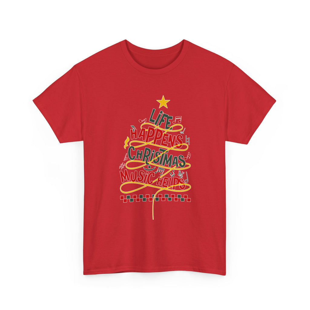 Christmas Tree Words Music Unisex Cotton Tee