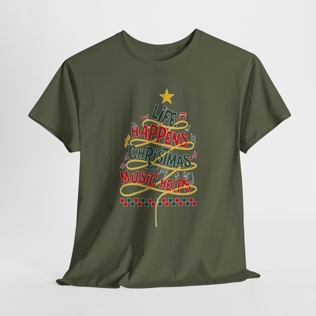 Christmas Tree Words Music Unisex Cotton Tee