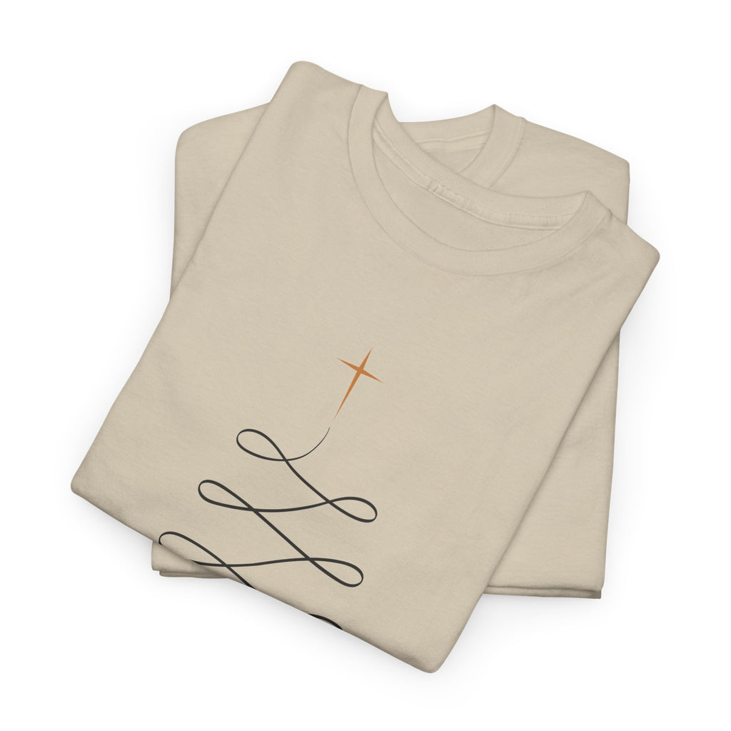 Merry Christmas Gold Cross Tree Unisex Cotton Tee