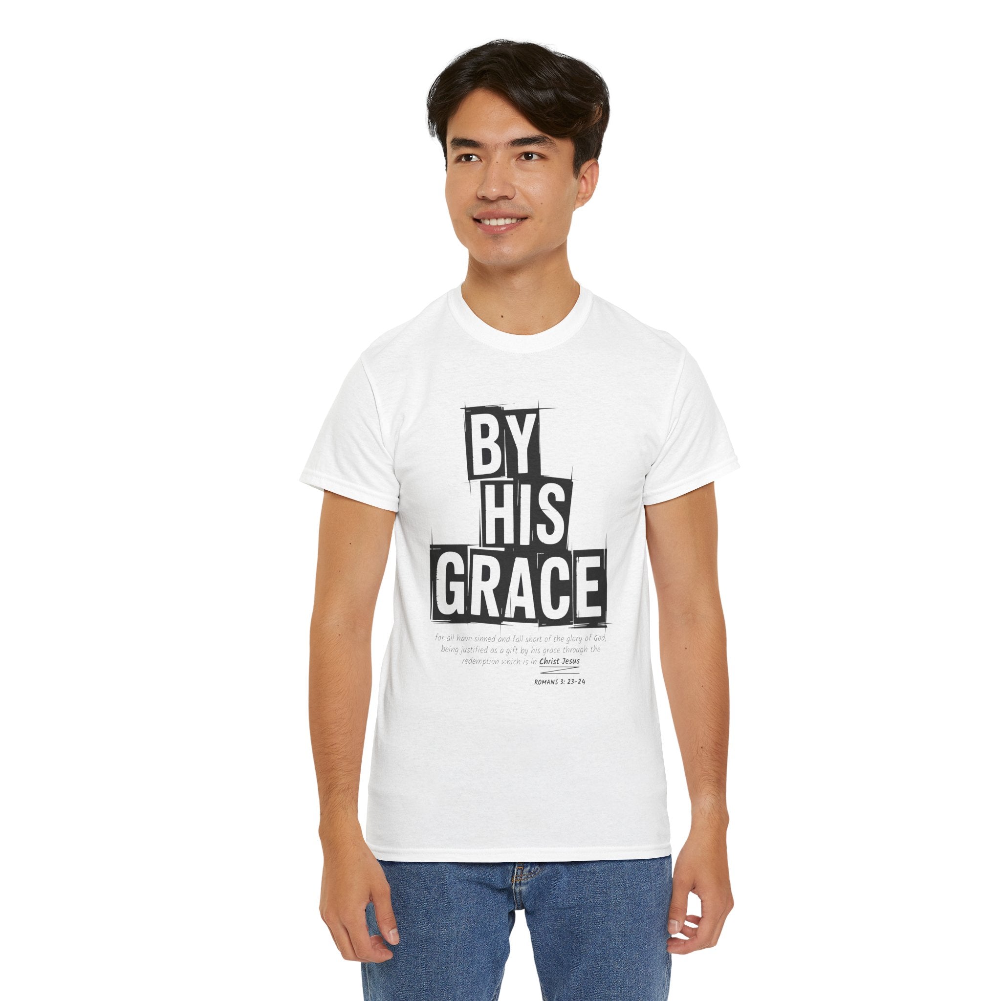 By His Grace tee — Minimalist Faith Christian Unisex Cotton T-Shirt