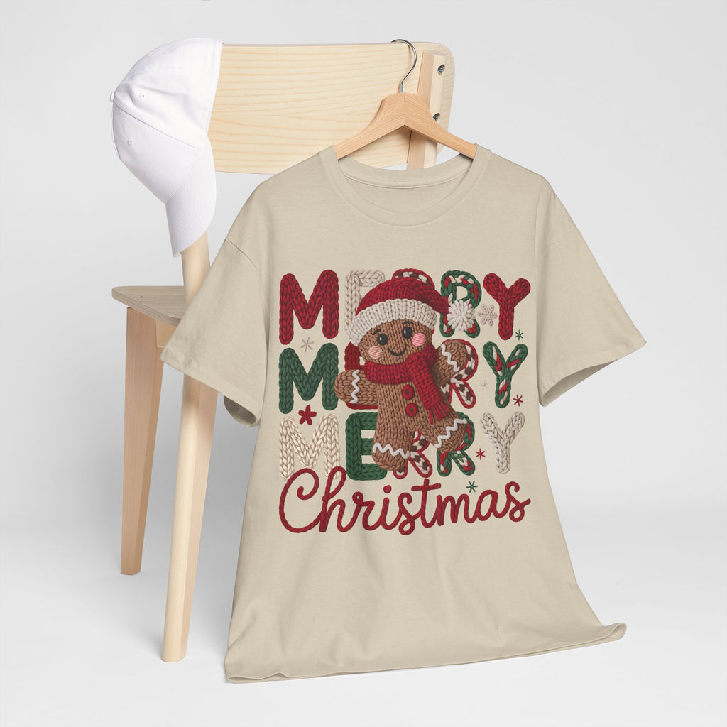 Merry Merry Merry Christmas Gingerbread Unisex Cotton Tee