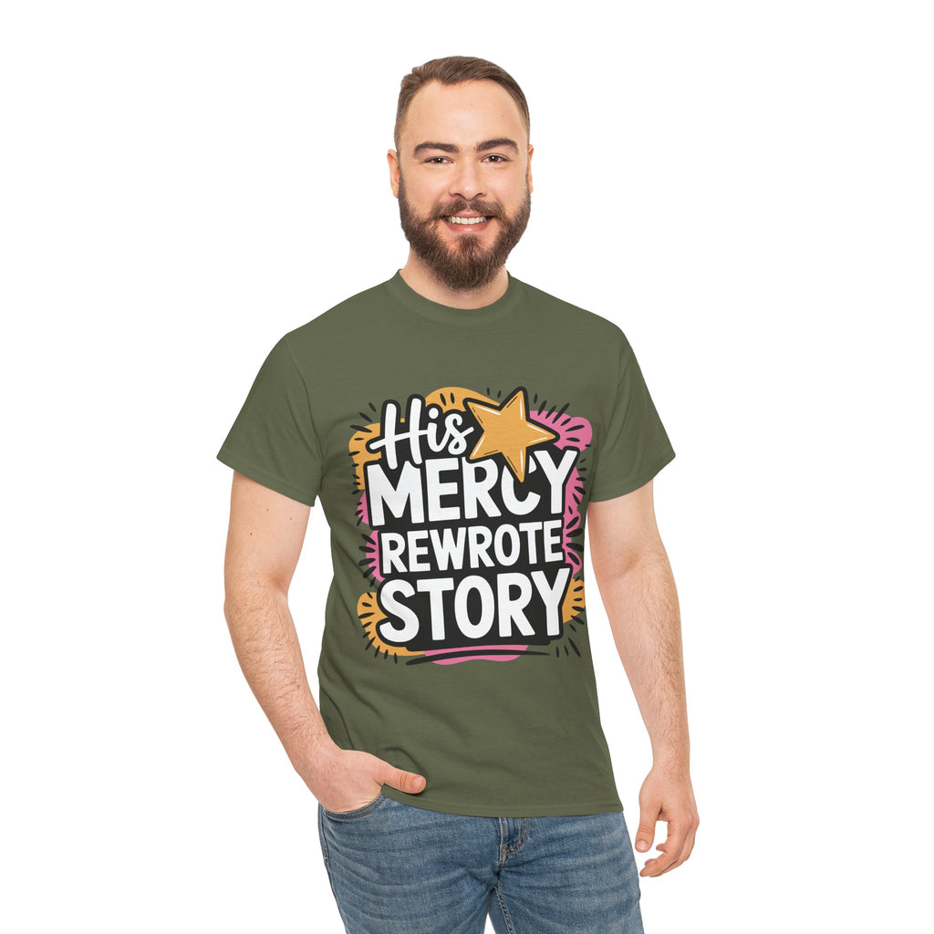 His Mercy Rewrote My Story Tee — Retro Christian Graphic T-Shirt