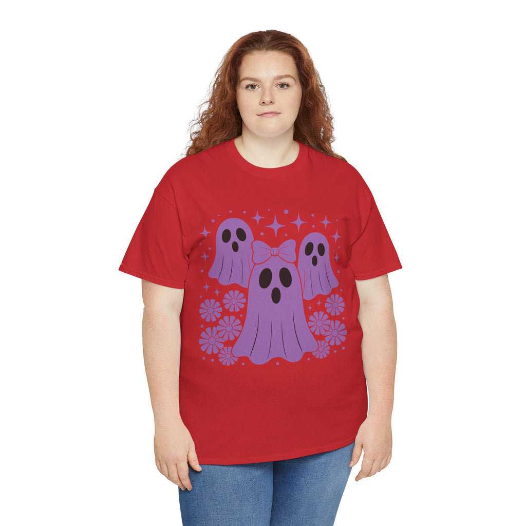 Purple Ghost Halloween Unisex Cotton Tee