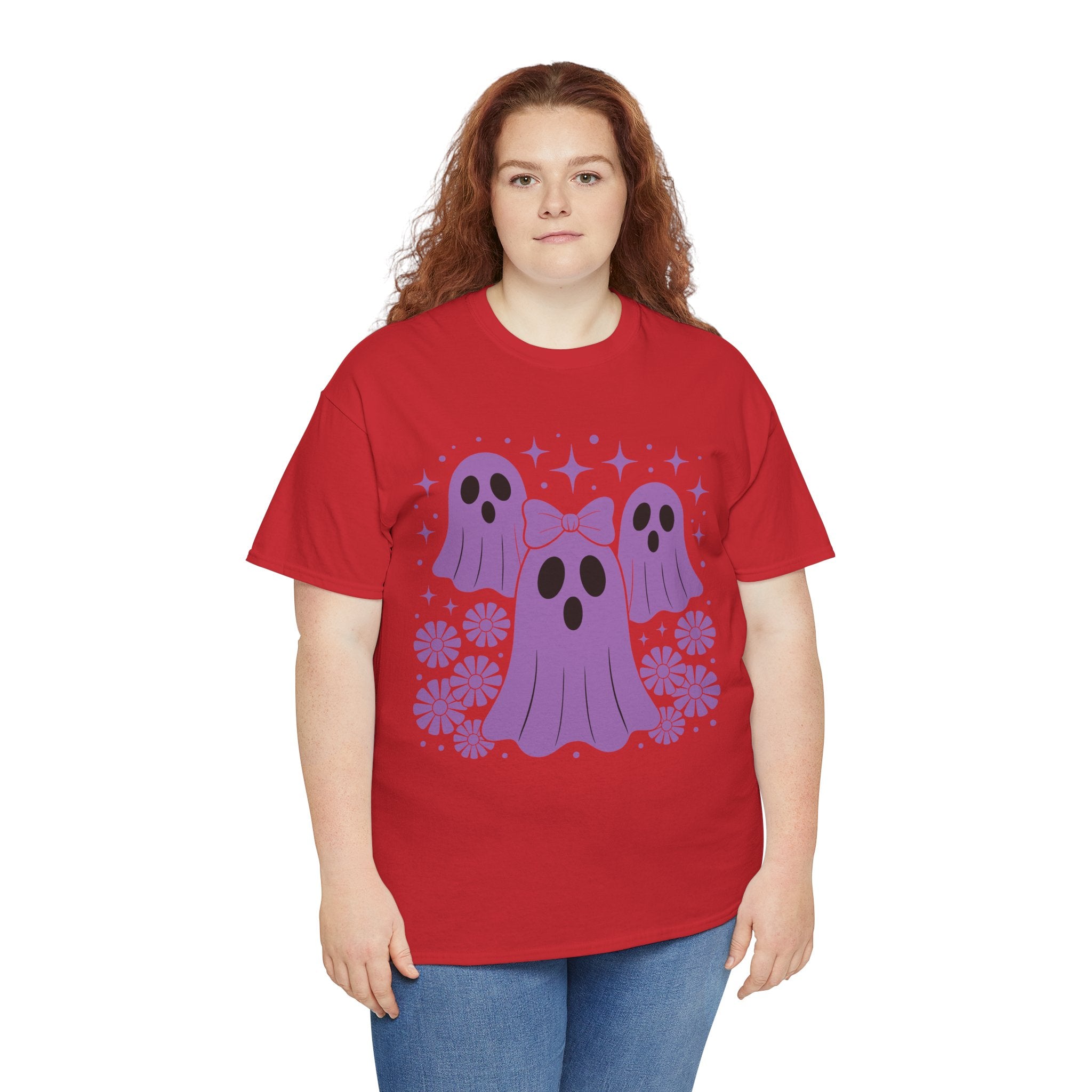 Purple Ghost Halloween Unisex Cotton Tee