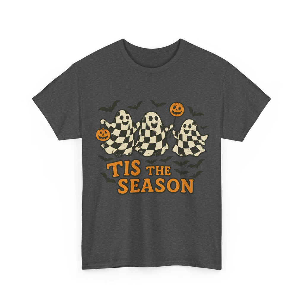 Halloween Ghosts Checker Pattern Unisex Cotton Tee