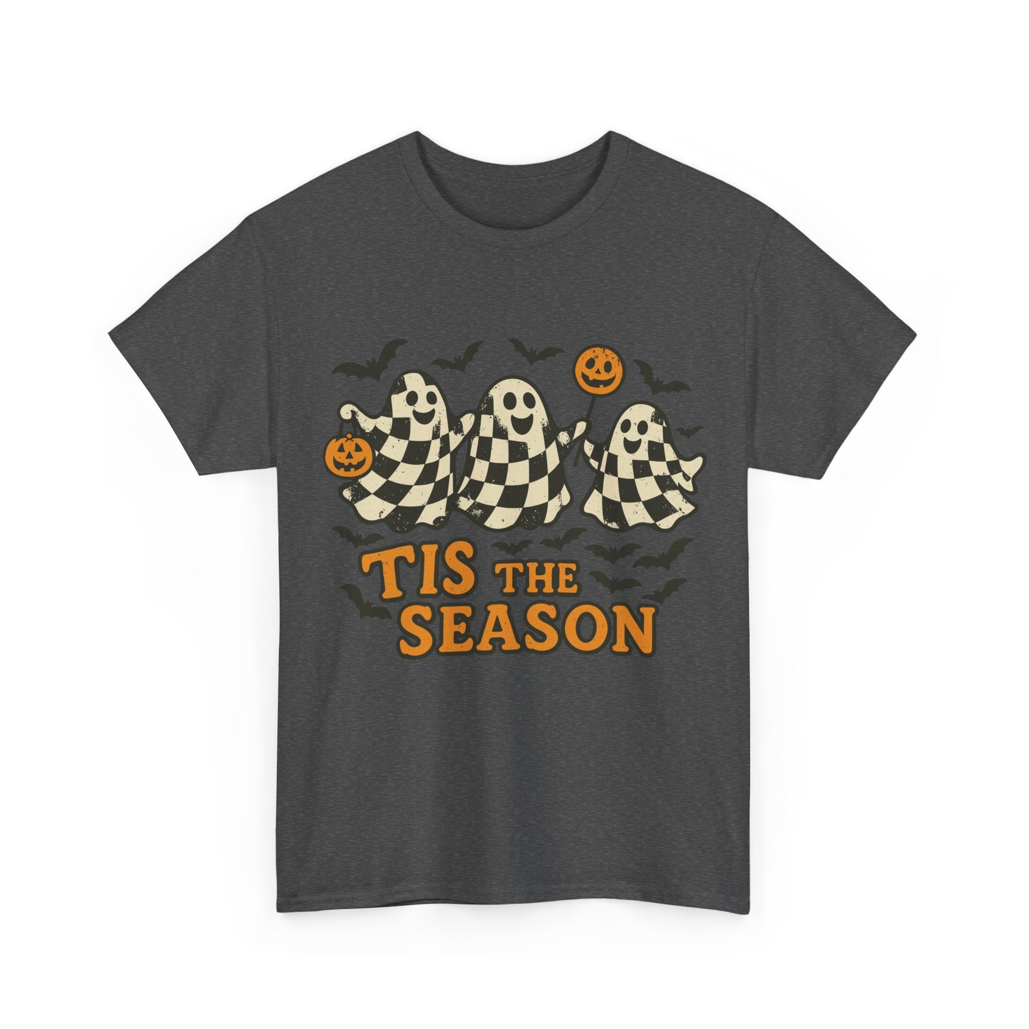 Halloween Ghosts Checker Pattern Unisex Cotton Tee