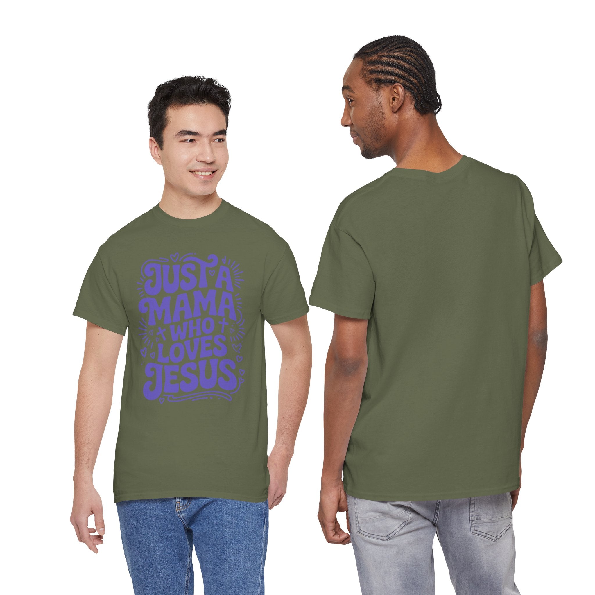 Mama Who Loves Jesus T-Shirt — Bright Green Bubbly Faith Unisex Cotton Tee