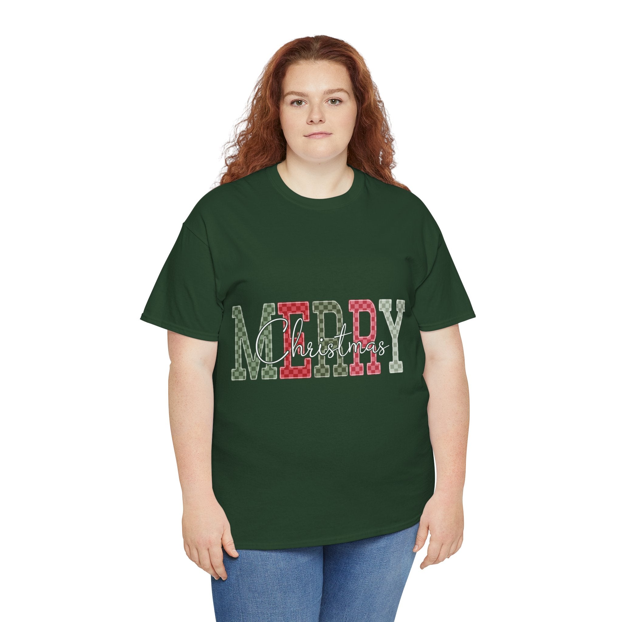 Plaid Merry Christmas Unisex Cotton Tee