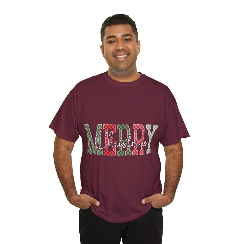 Plaid Merry Christmas Unisex Cotton Tee