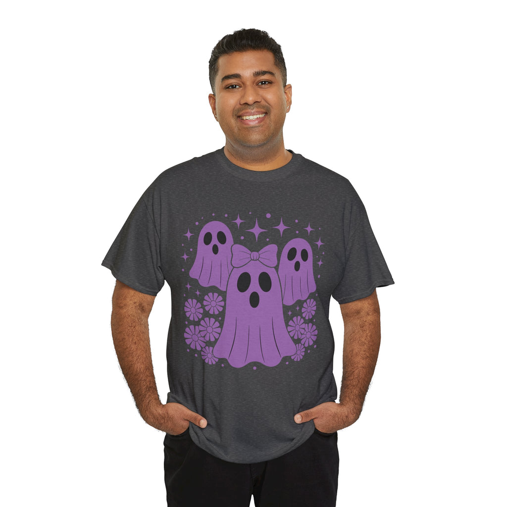 Purple Ghost Halloween Unisex Cotton Tee