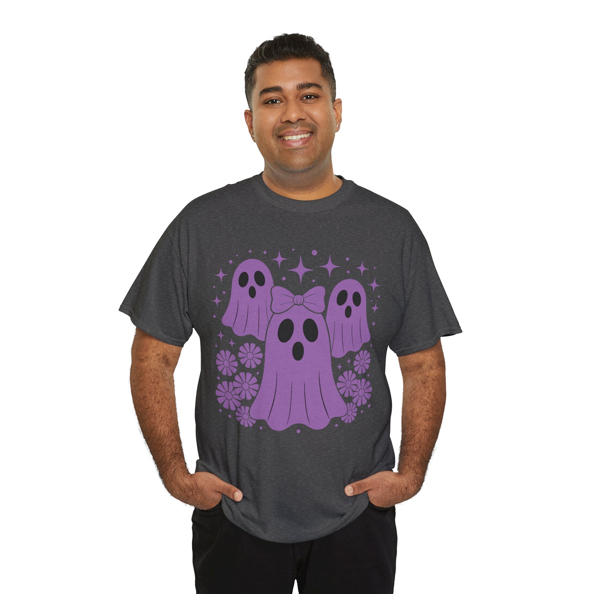 Purple Ghost Halloween Unisex Cotton Tee