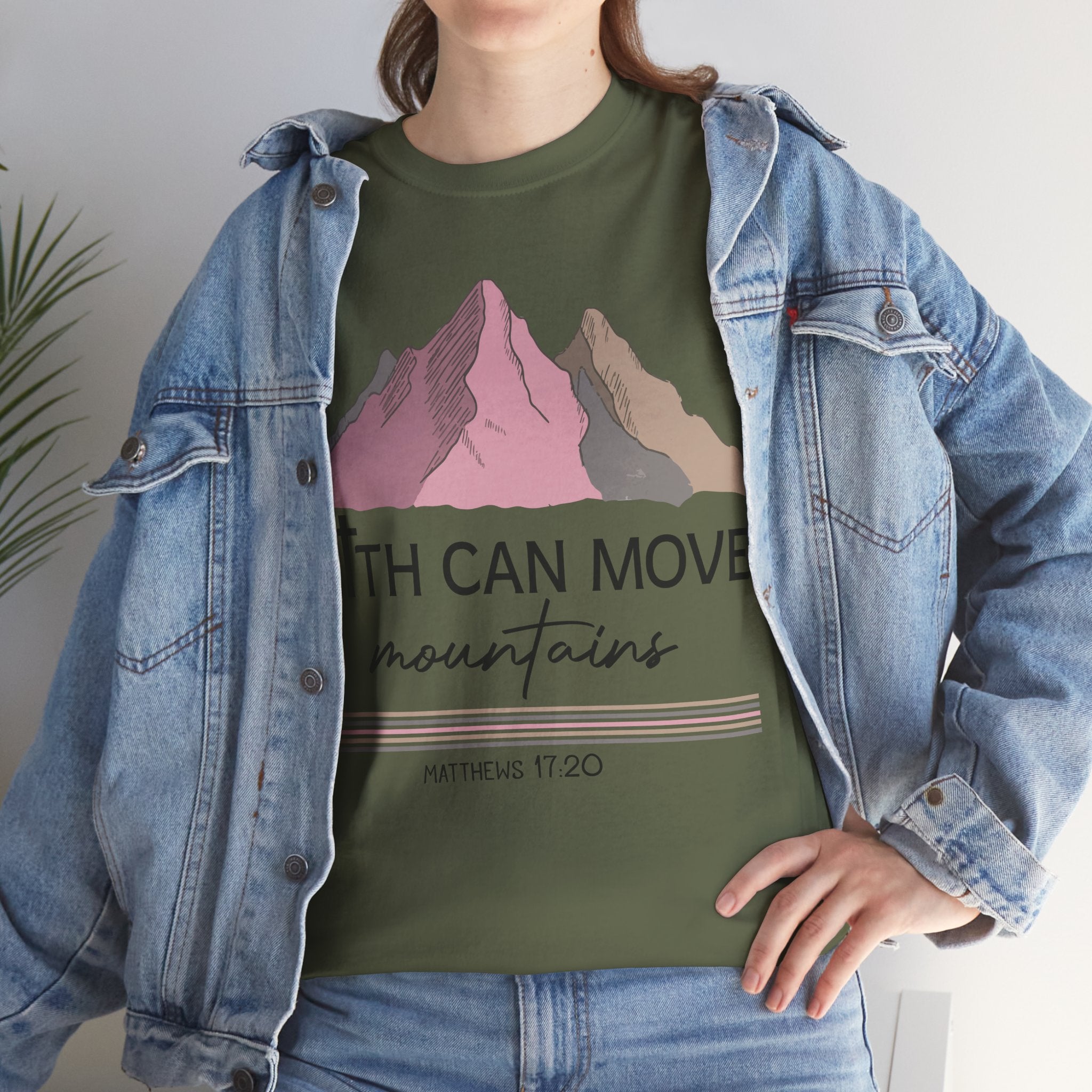 Faith Can Move Mountains Mountain Tee — Pastel Inspirational Christian Unisex Cotton T-Shirt