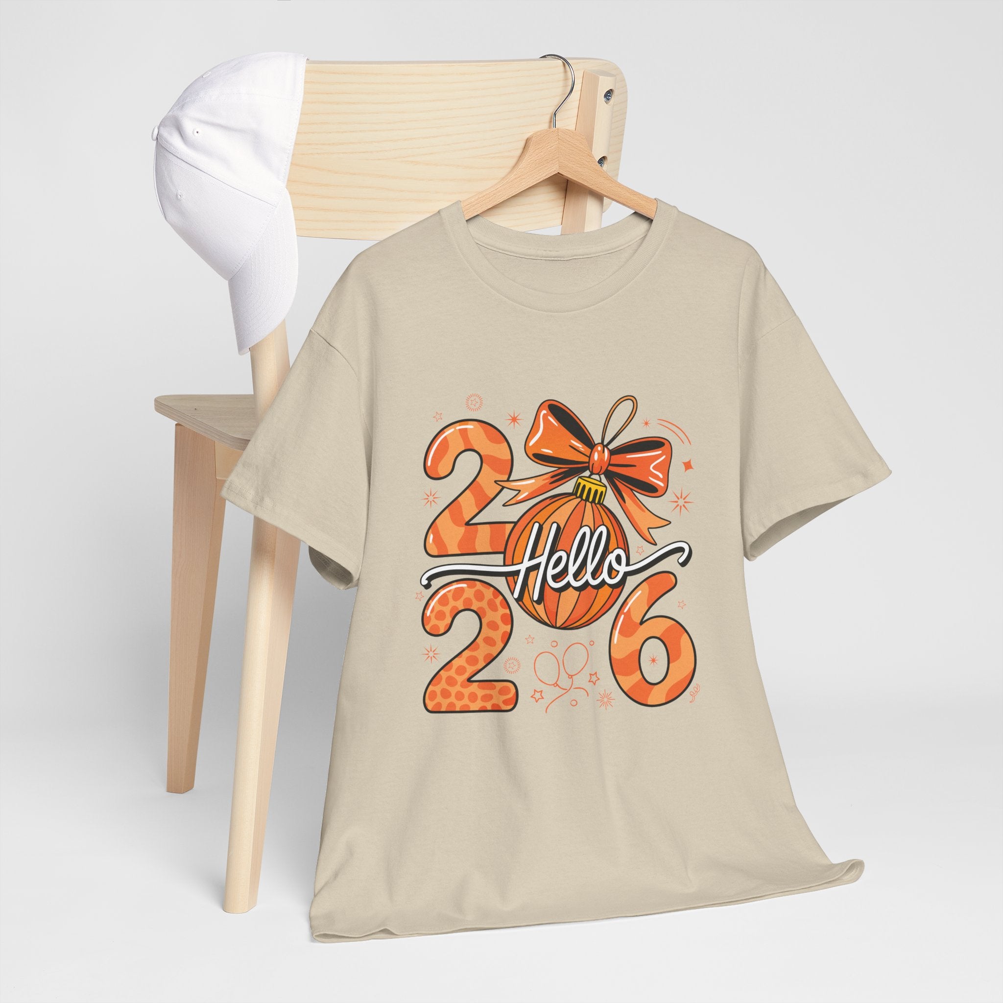 Hello 2026 Christmas Ornament Tee — Festive Orange Holiday Unisex Cotton T-Shirt