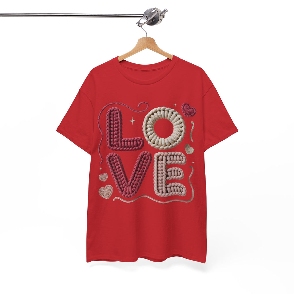 LOVE Faux Yarn Heart Unisex Cotton Tee