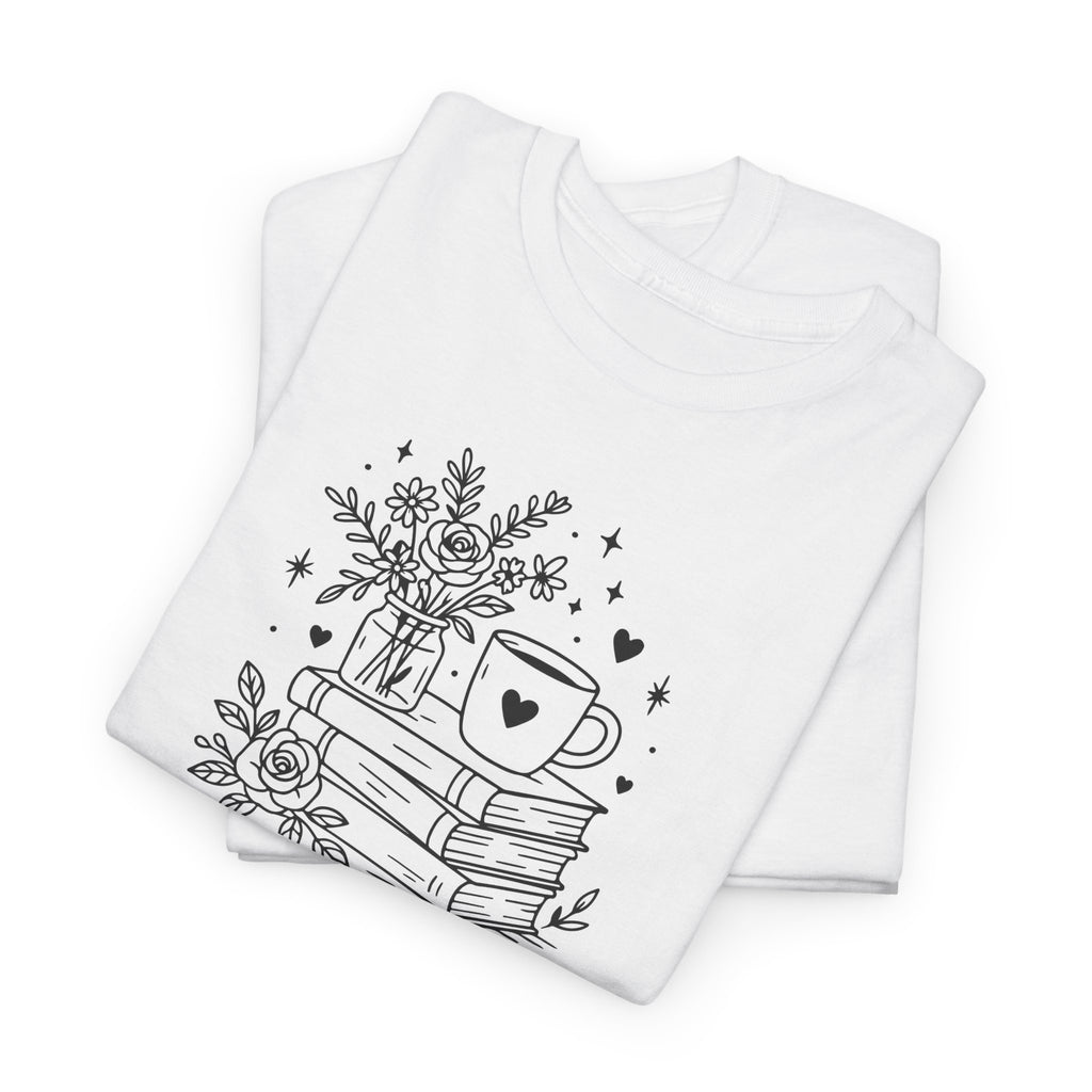 Booktrovert Graphic Tee — "Booktrovert" Definition, Books & Coffee Design Unisex Cotton Tee