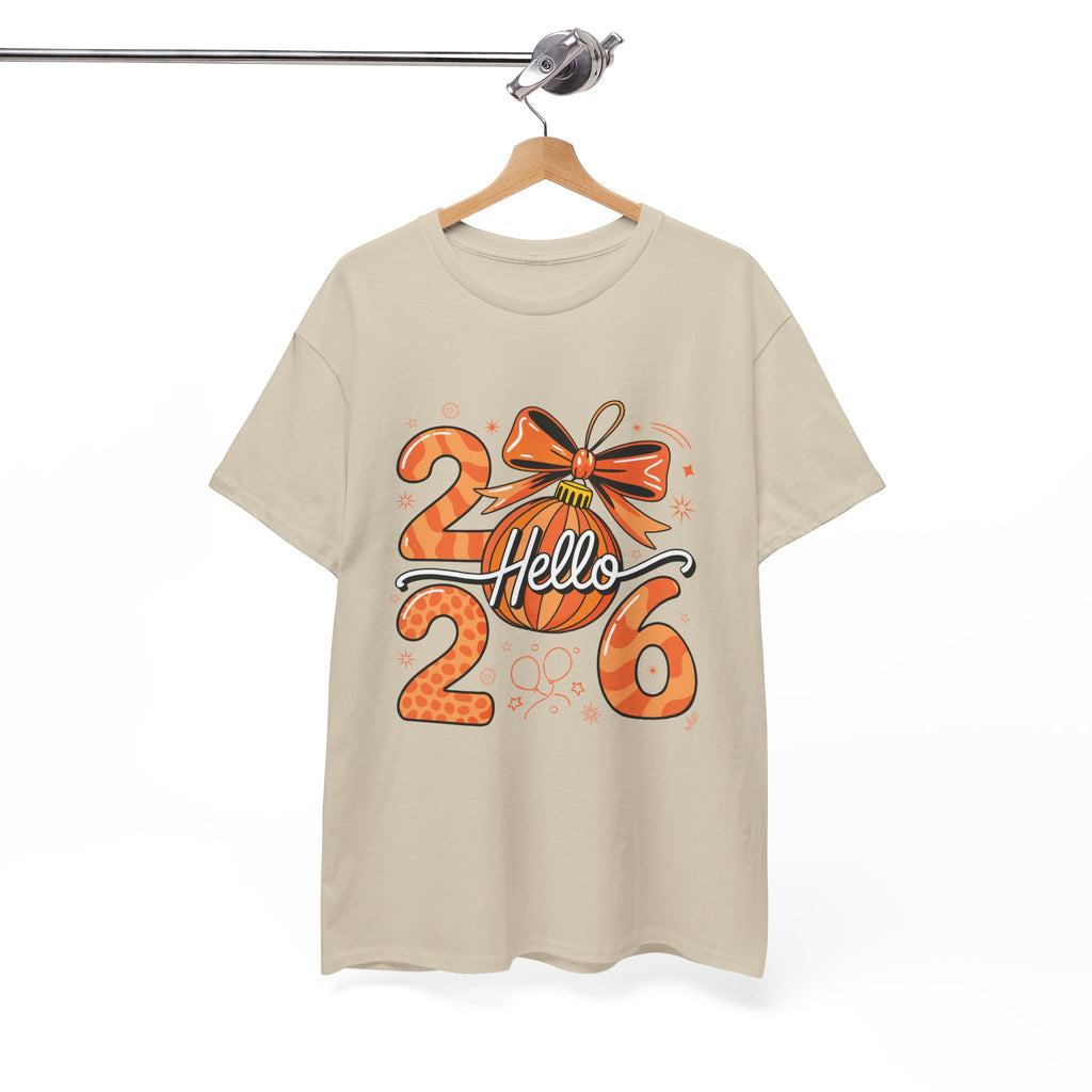 Hello 2026 Christmas Ornament Tee — Festive Orange Holiday Unisex Cotton T-Shirt