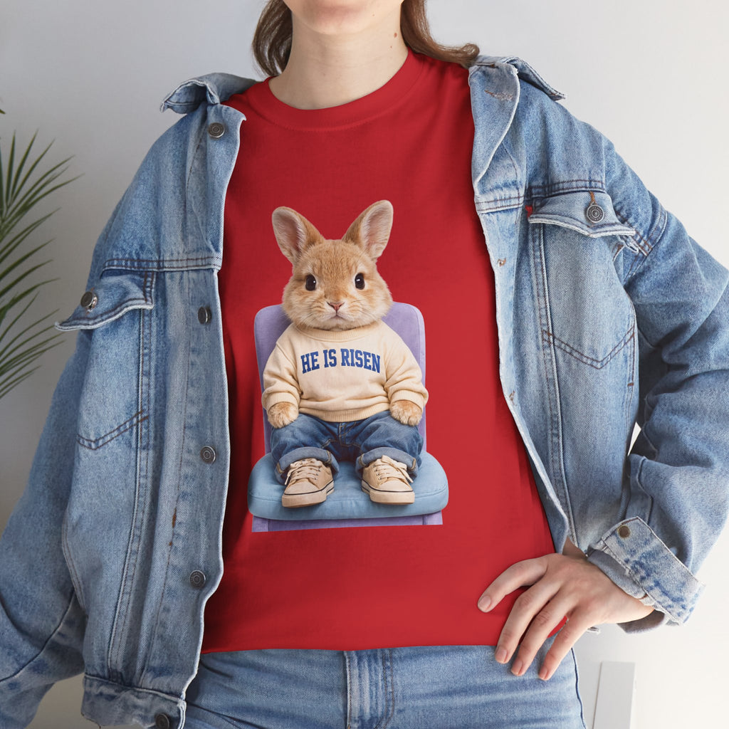 Easter 'He Is Risen' Bunny Unisex Cotton Tee