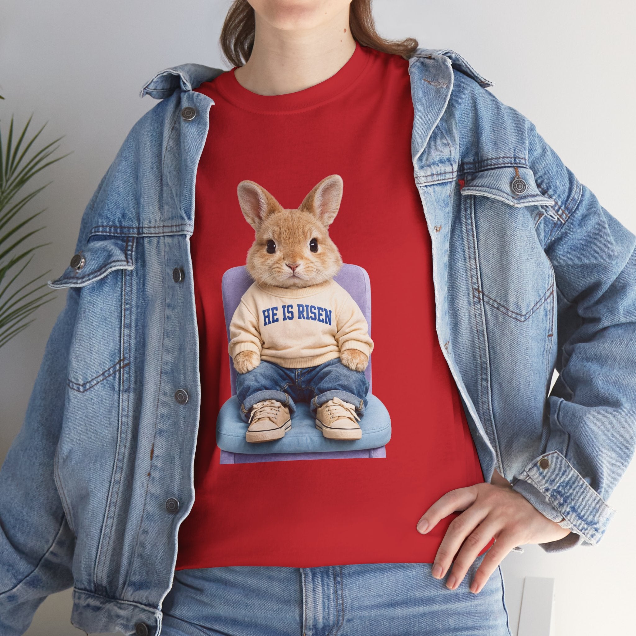 Easter 'He Is Risen' Bunny Unisex Cotton Tee
