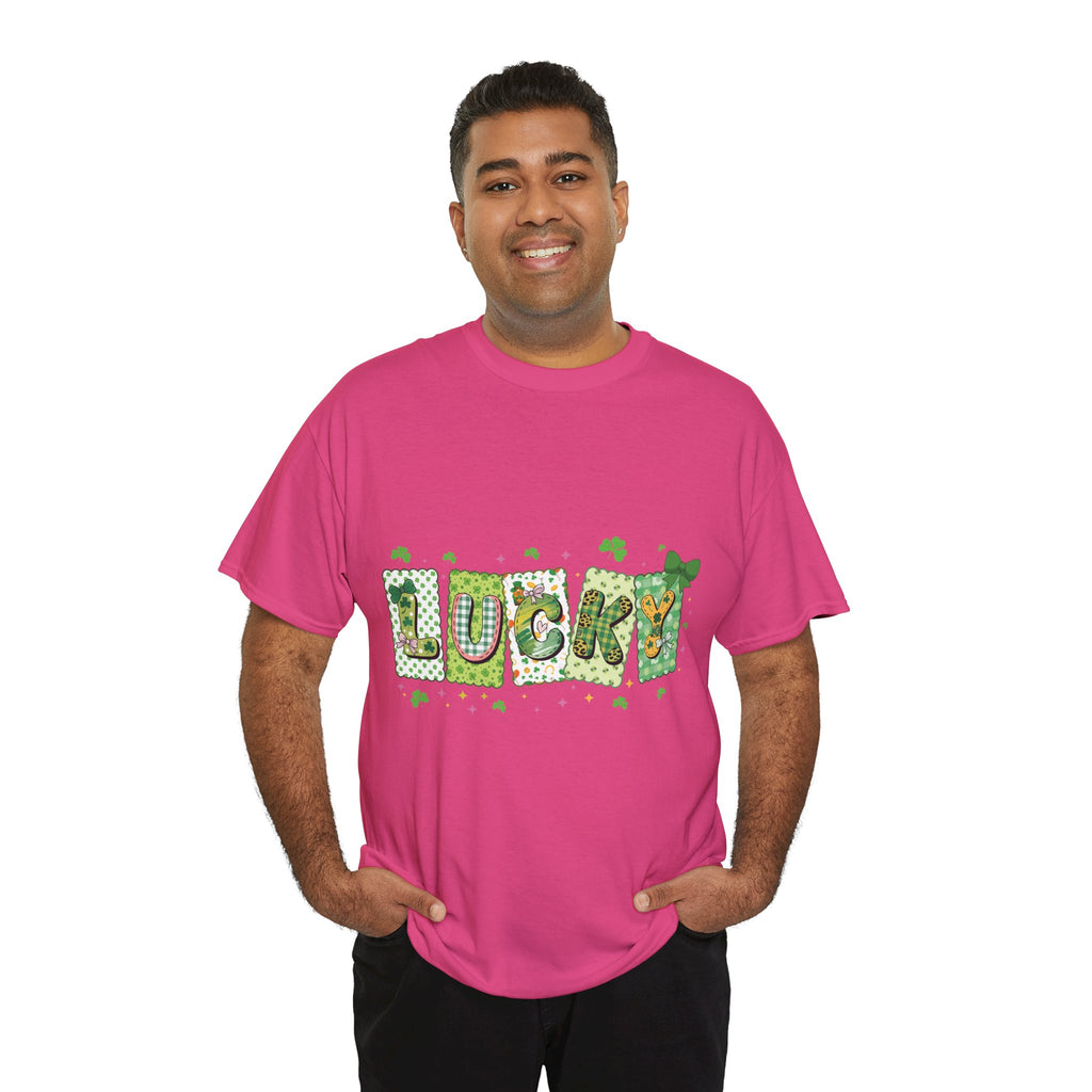 Lucky Patchwork Plaid Clover Tee — St. Patrick’s Day Unisex Cotton T-Shirt