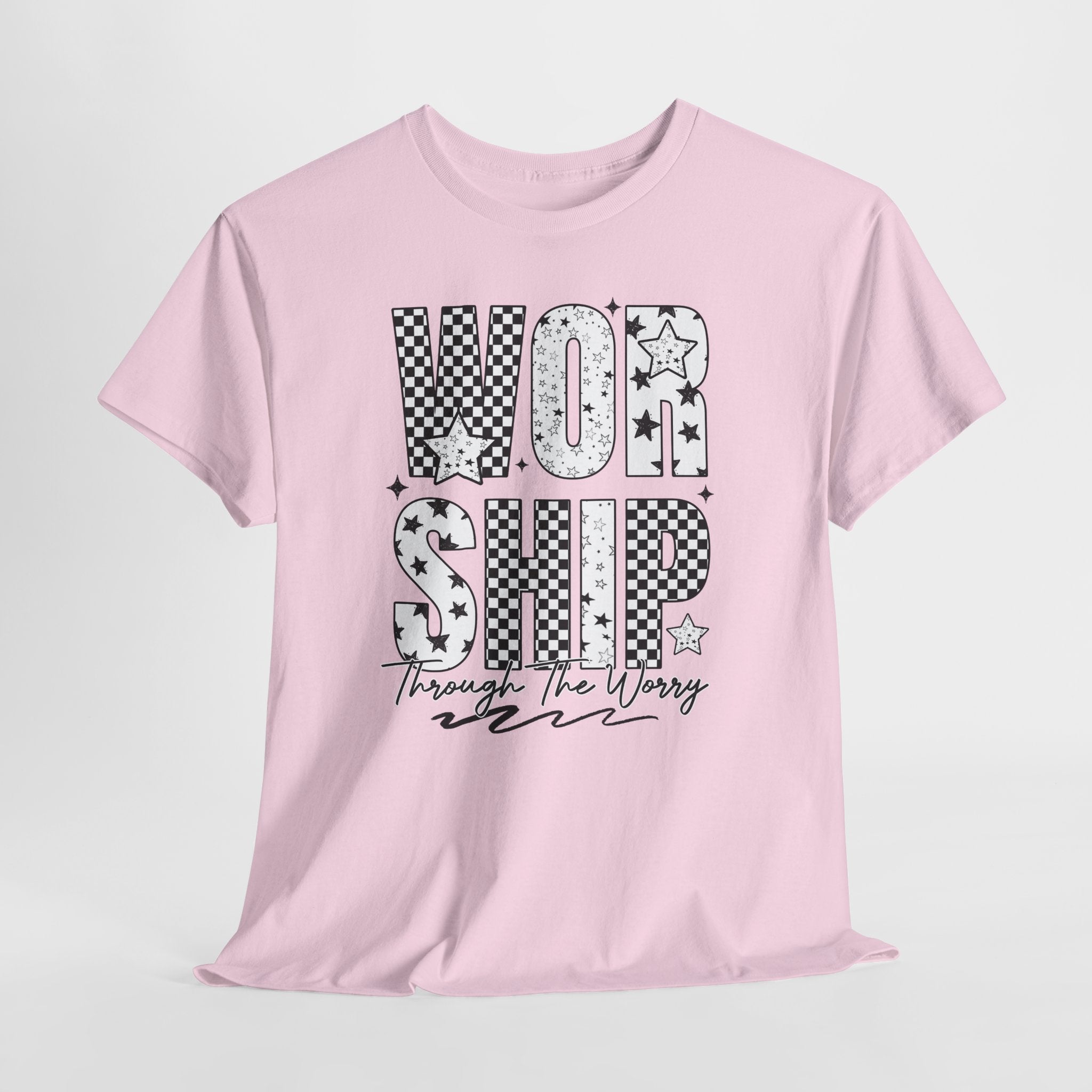 WORSHIP Through The Worry Checkerboard Unisex Cotton Tee