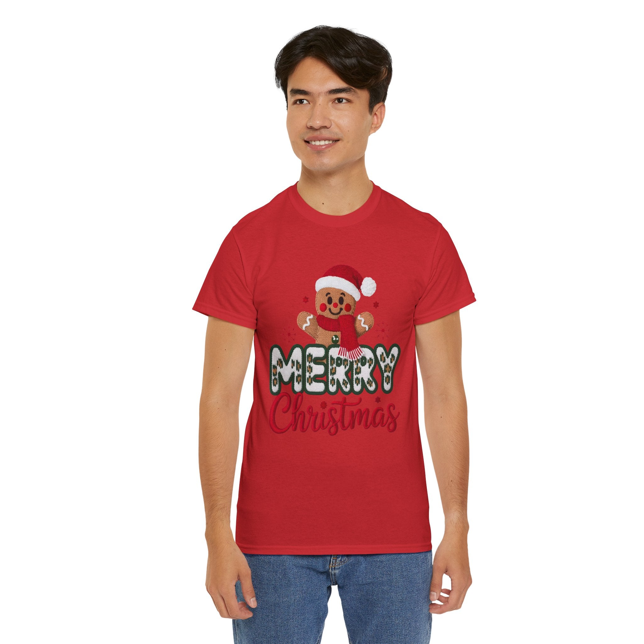 Gingerbread Santa 'Merry Christmas' Unisex Cotton Tee T-Shirt