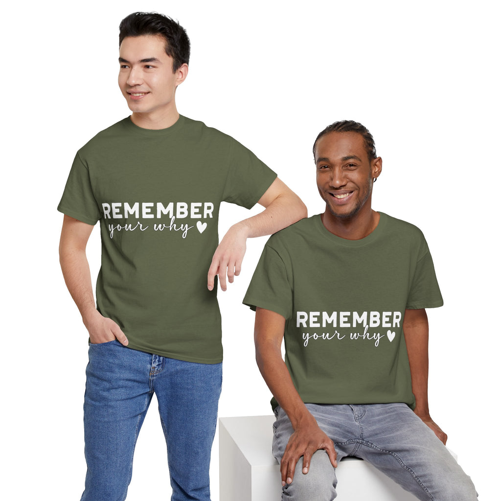 Remember Your Why Tee — Minimalist Heart Motivational Unisex Cotton Tshirt