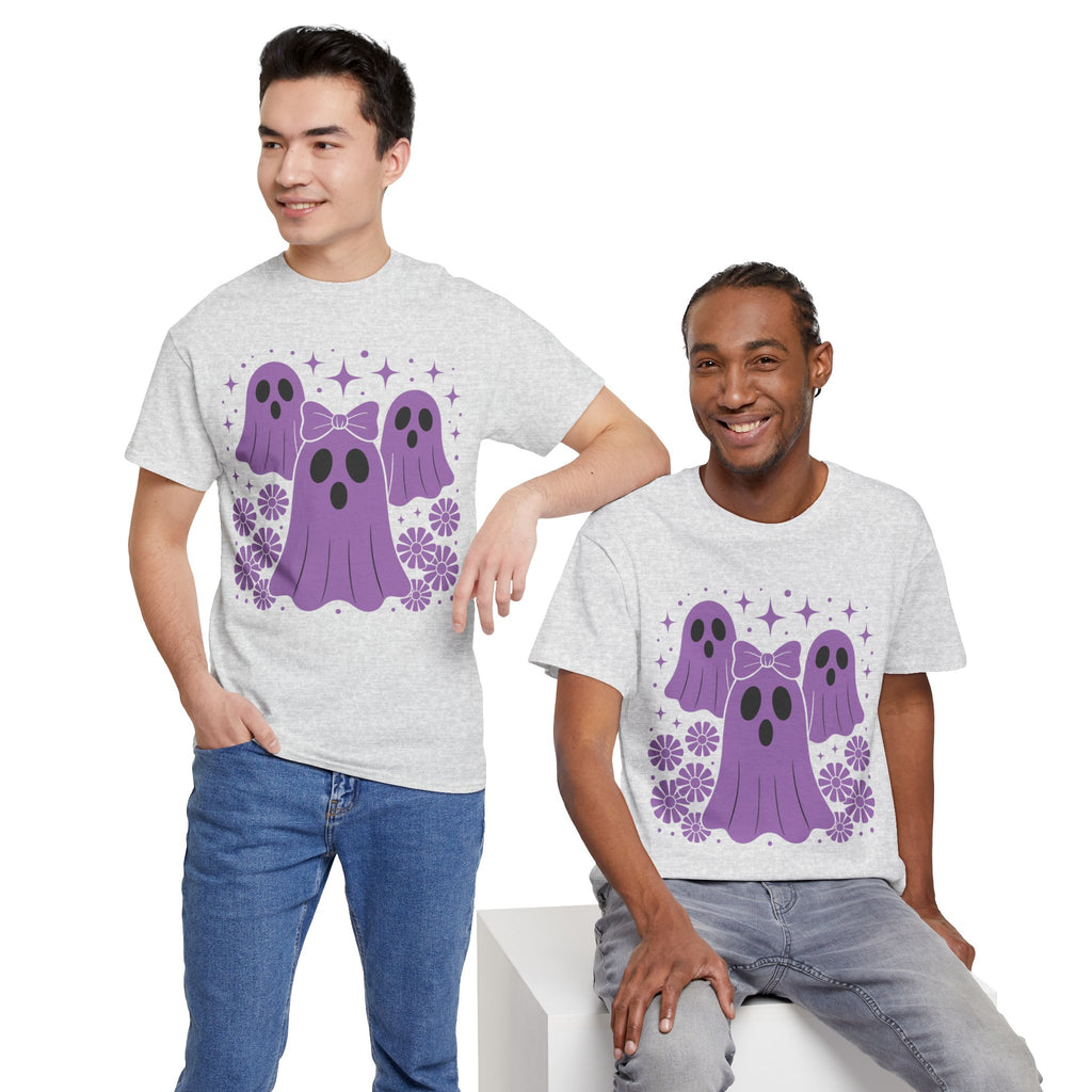 Purple Ghost Halloween Unisex Cotton Tee