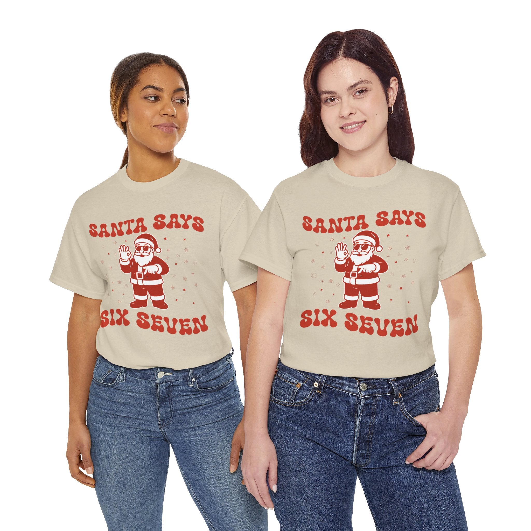 Retro 'Santa Says Six Seven' Christmas Unisex Cotton Tee