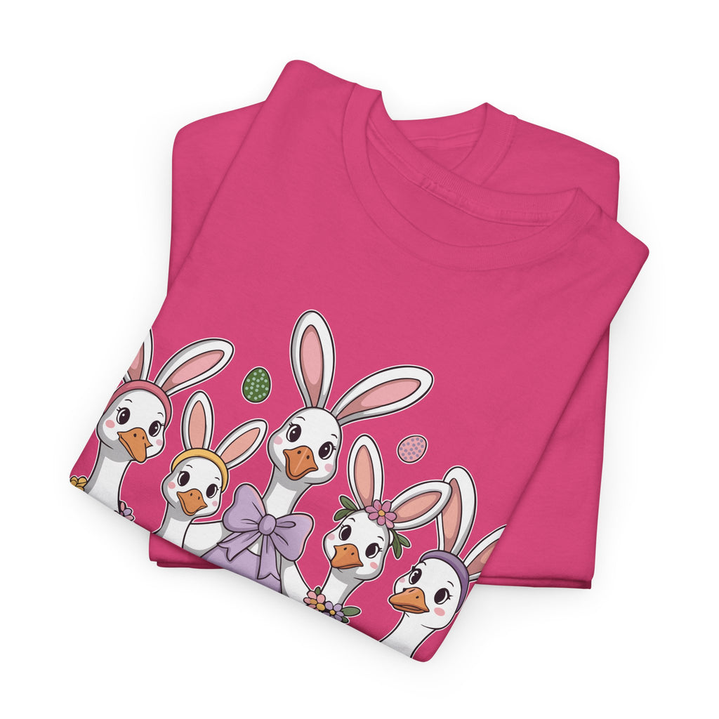 Just an Eggs-cited Goose Easter Tee — Funny Geese in Bunny Ears Unisex Cotton Tee