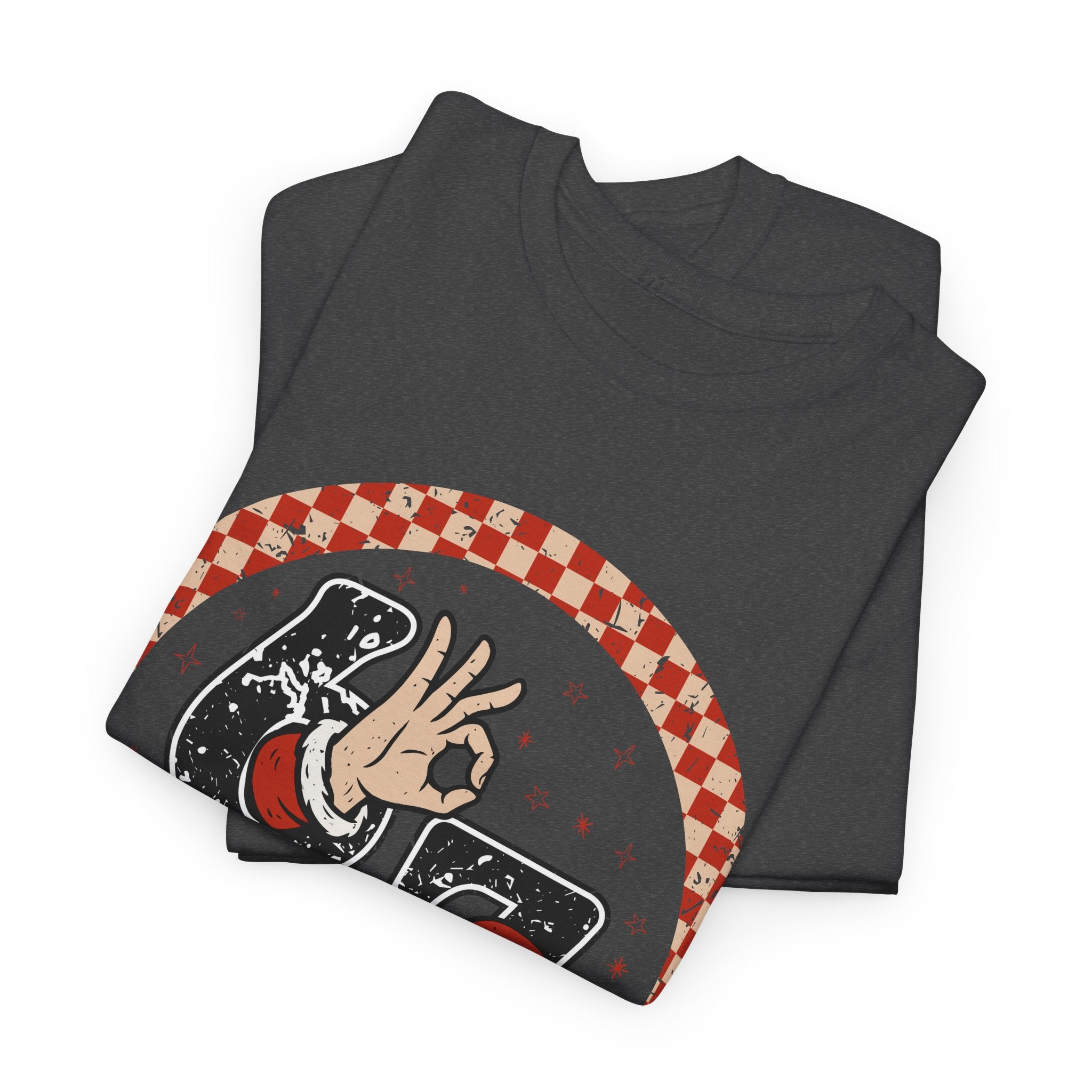 Retro Christmas Tee — Santa '67' & 'Y'all' Red Checkered Graphic.Unisex Cotton Tee