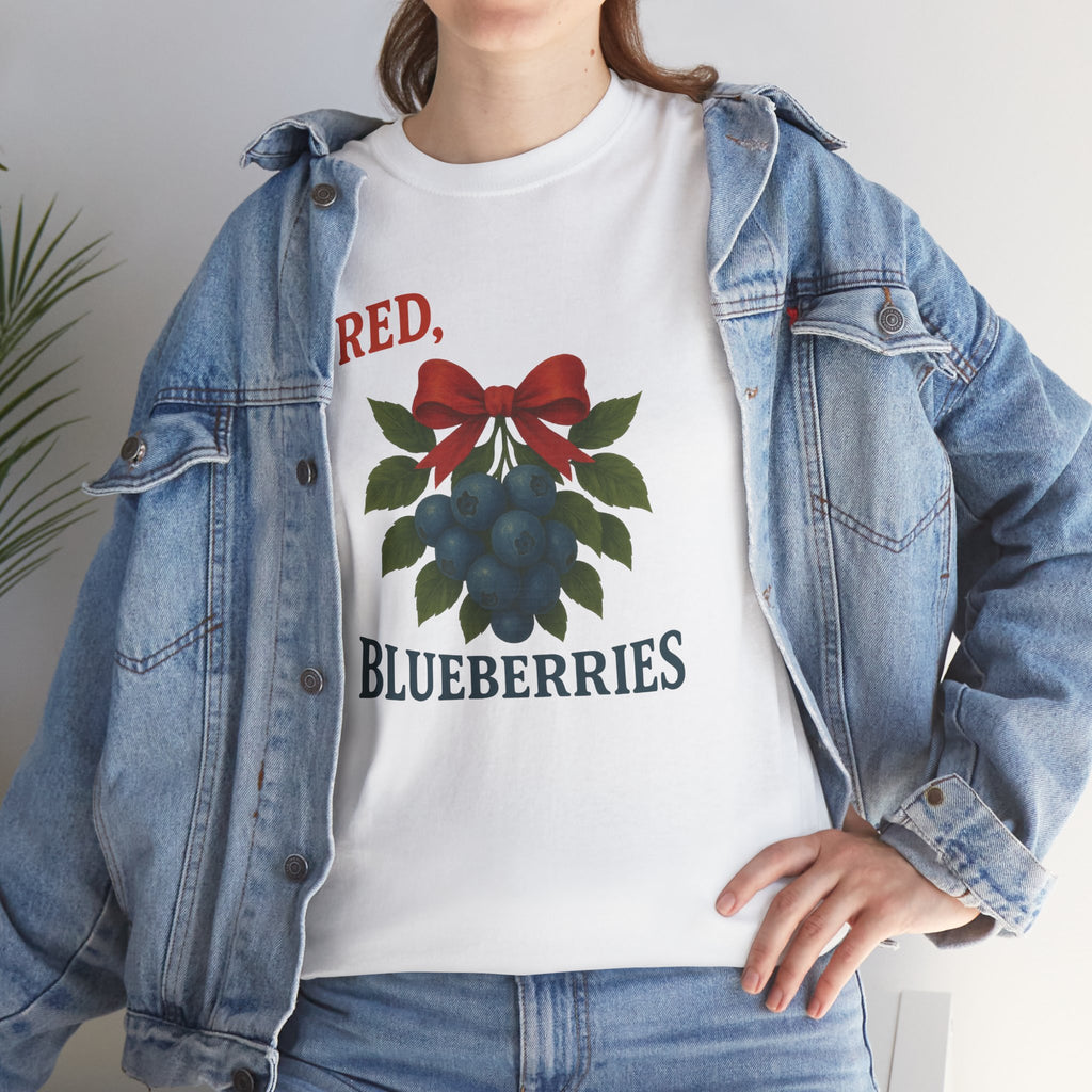 Red, White & Blueberries T-Shirt — Patriotic Blueberry Graphic Unisex Cotton Tee