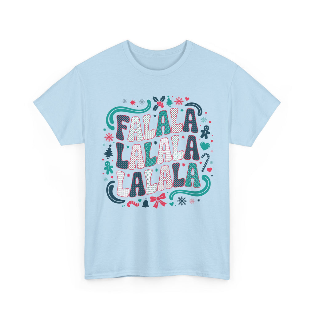 Fa La La La La Christmas T-Shirt — Festive Candy Cane & Gingerbread Holiday Unisex Cotton Tee