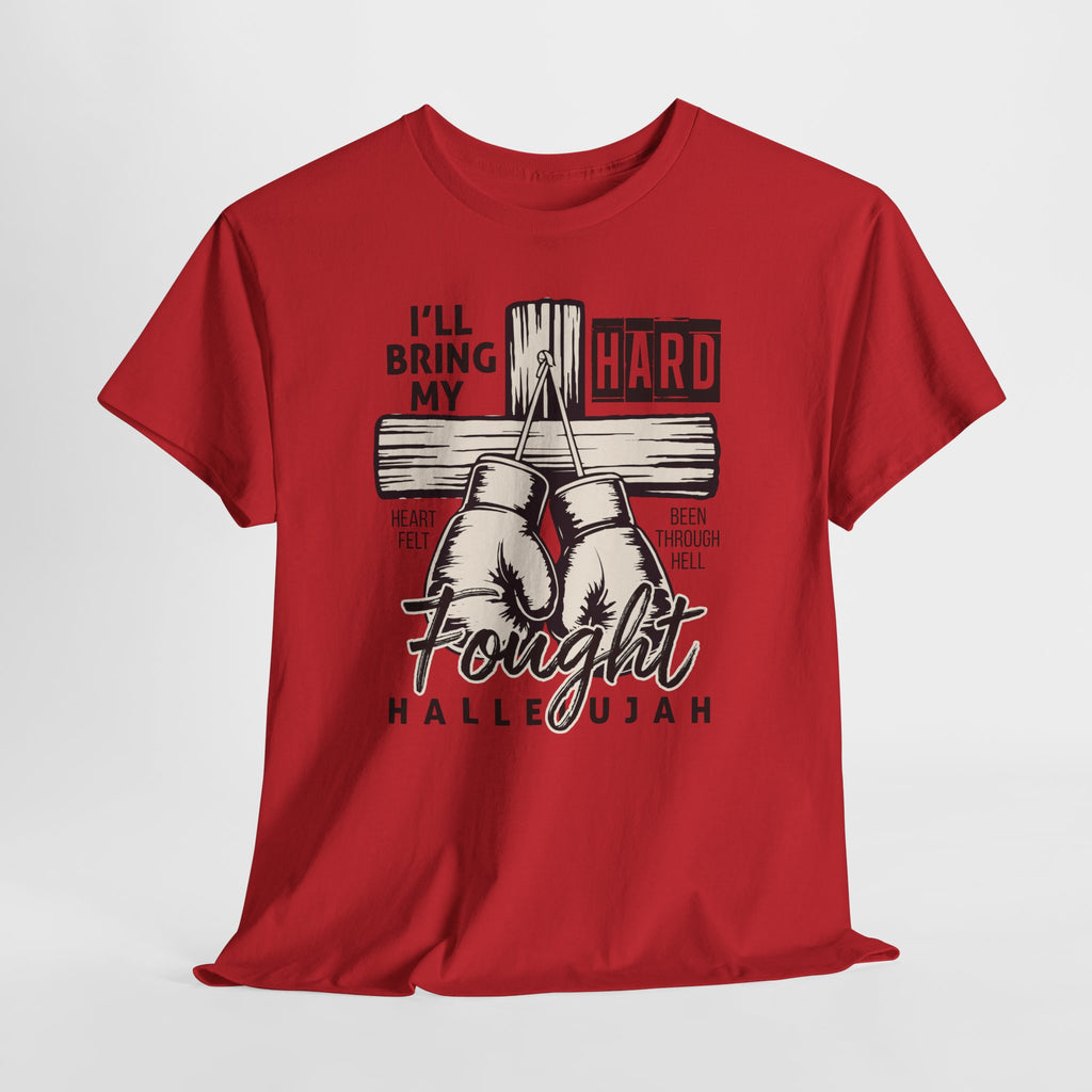 Christian Boxing Gloves Cross Tee — "I’ll Bring My Hard-Fought Heart."Unisex Cotton Tee