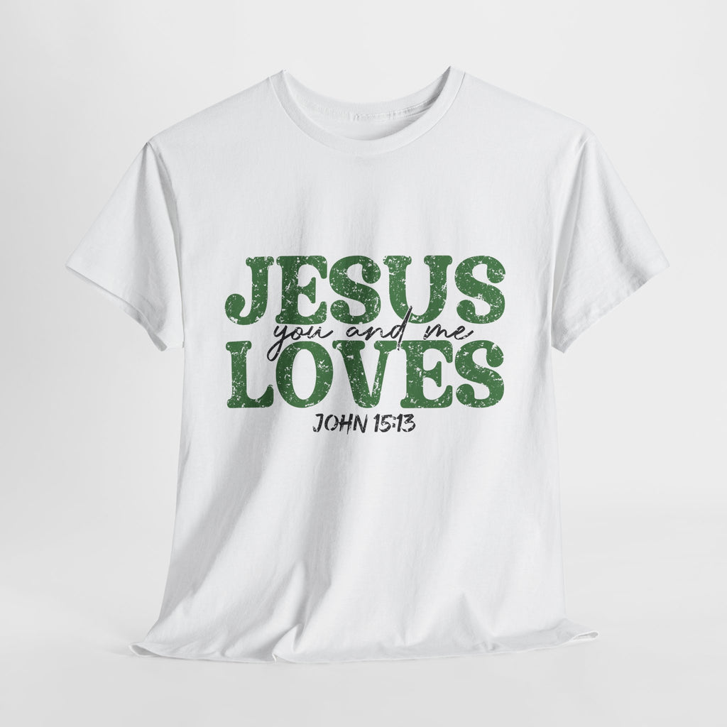 Jesus Loves Vintage Tee — Green Retro Christian Unisex Cotton T-Shirt