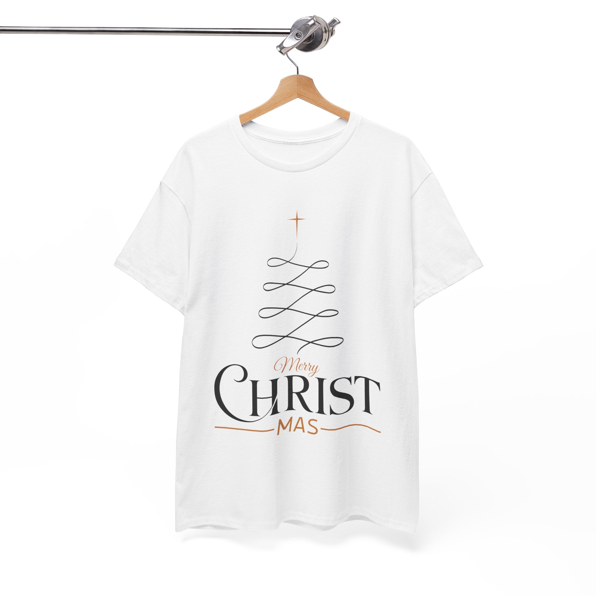 Merry Christmas Gold Cross Tree Unisex Cotton Tee