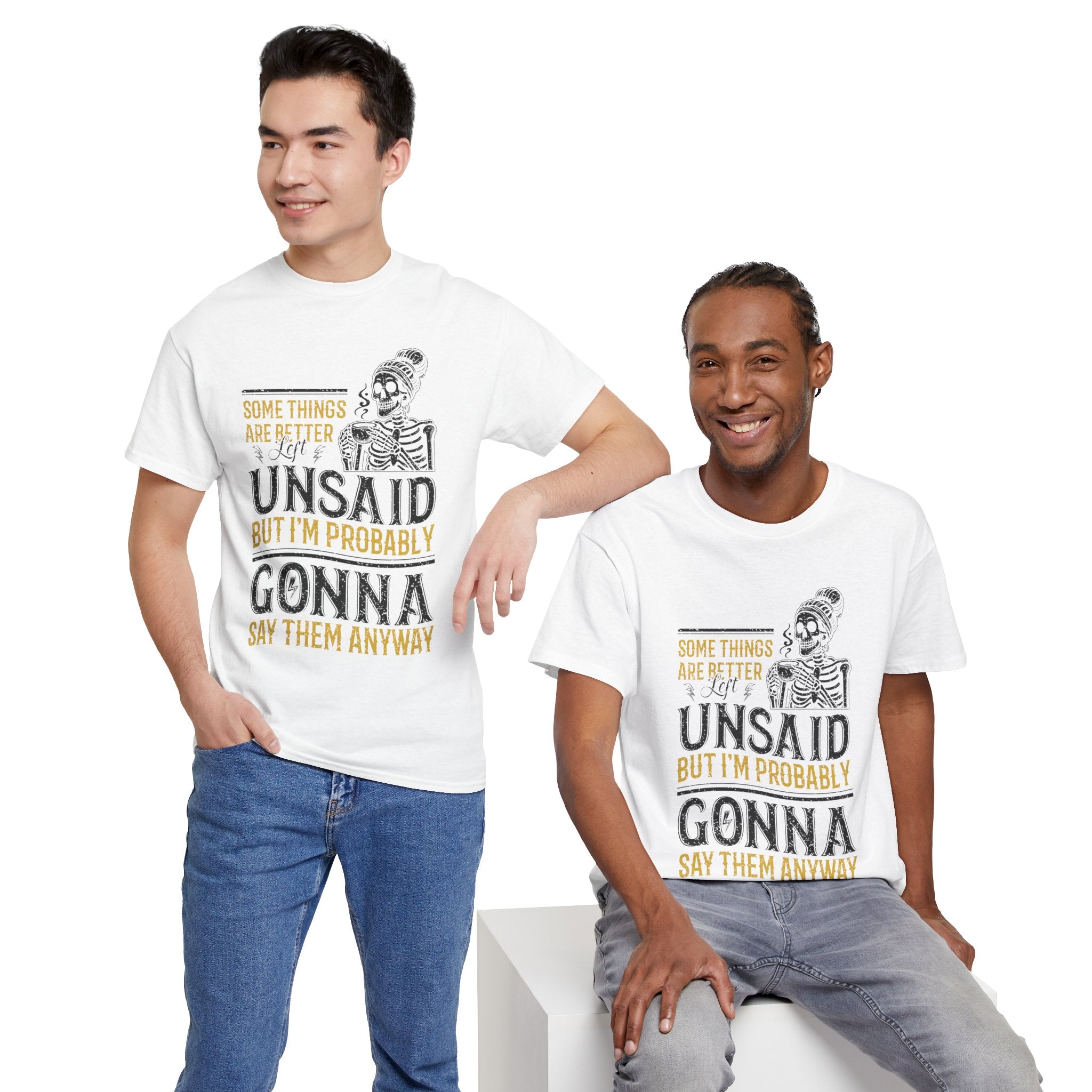 Distressed Yellow "Some Things Are Better Left Unsaid"Unisex Cotton Tee