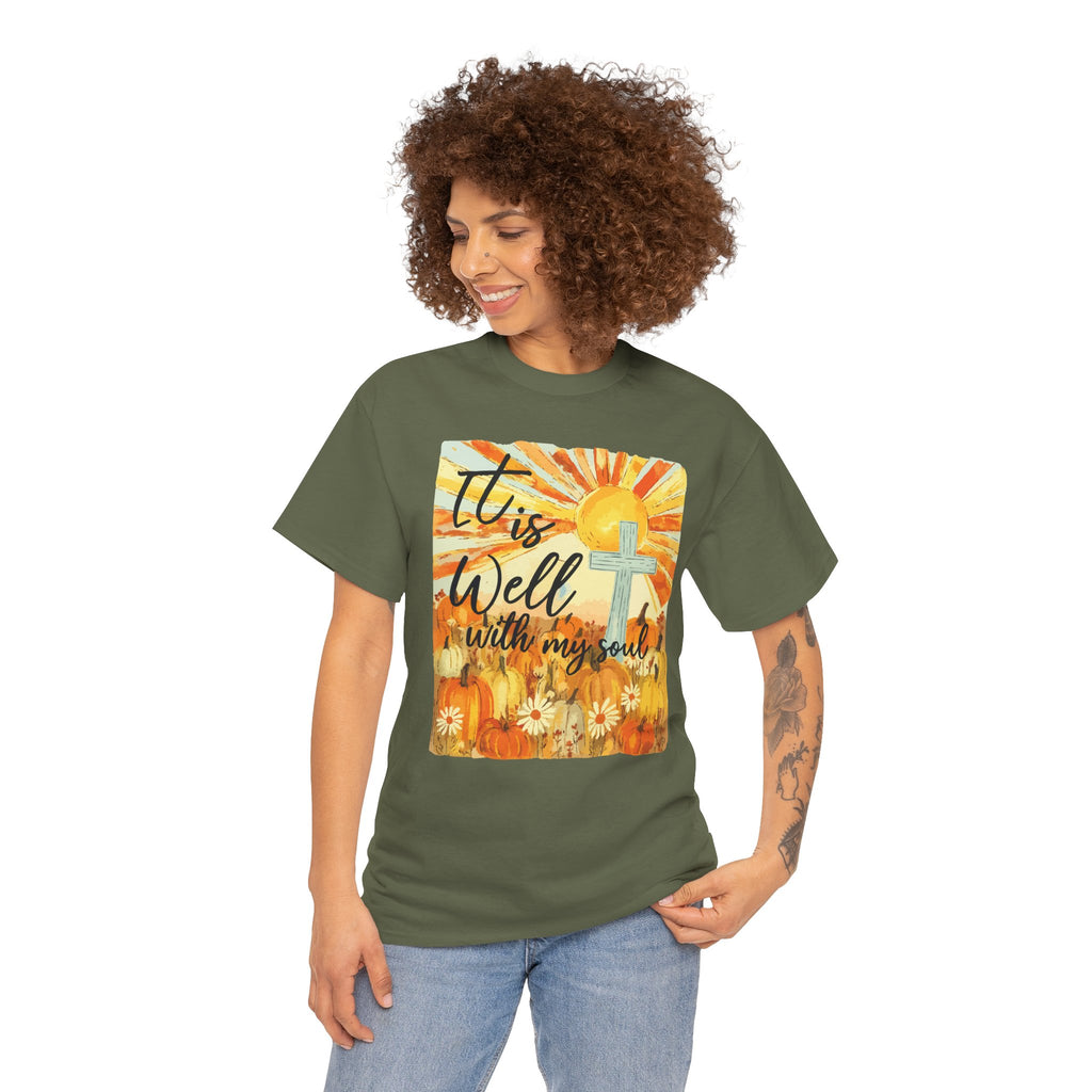 It Is Well With My Soul Pumpkin Sunrise Unisex Cotton T-Shirt