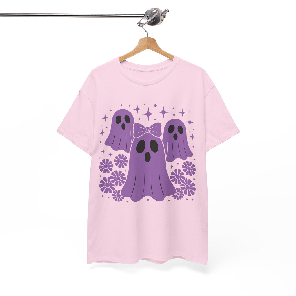Purple Ghost Halloween Unisex Cotton Tee