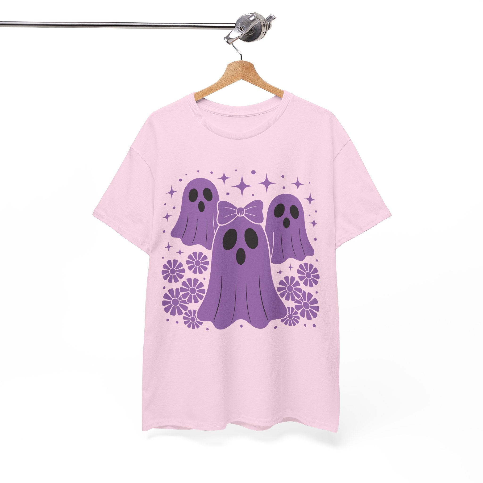 Purple Ghost Halloween Unisex Cotton Tee