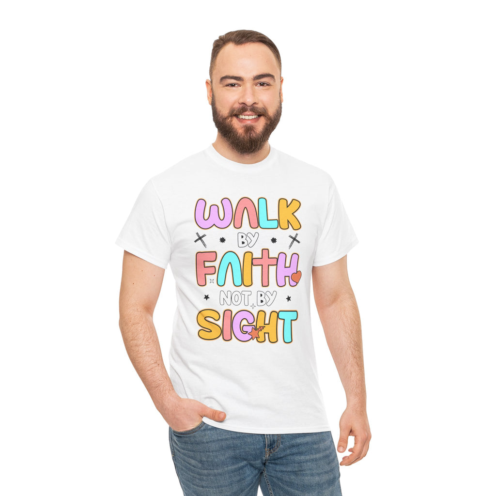 Walk by Faith Not by Sight T-Shirt — Pastel Christian Faith Unisex Cotton Tee